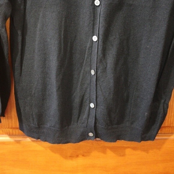 Pure DKNY Black Embroidered Cardigan Colorful Linen Blend Cropped Medium - Picture 8 of 13